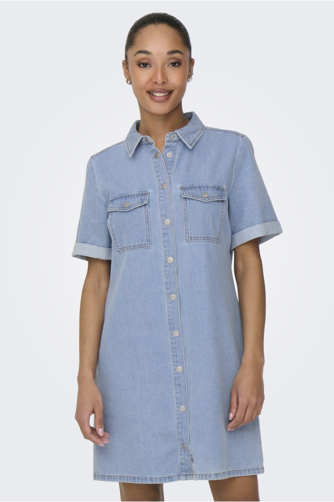 JDYESMEE SS BUTTON DRESS LBD DNM 15348685 LIGHT BLUE DENIM